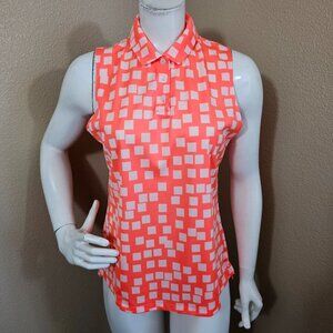 NIKE Golf NWT Orange Womens Polo Sleeveless Tennis Shirt~Size M